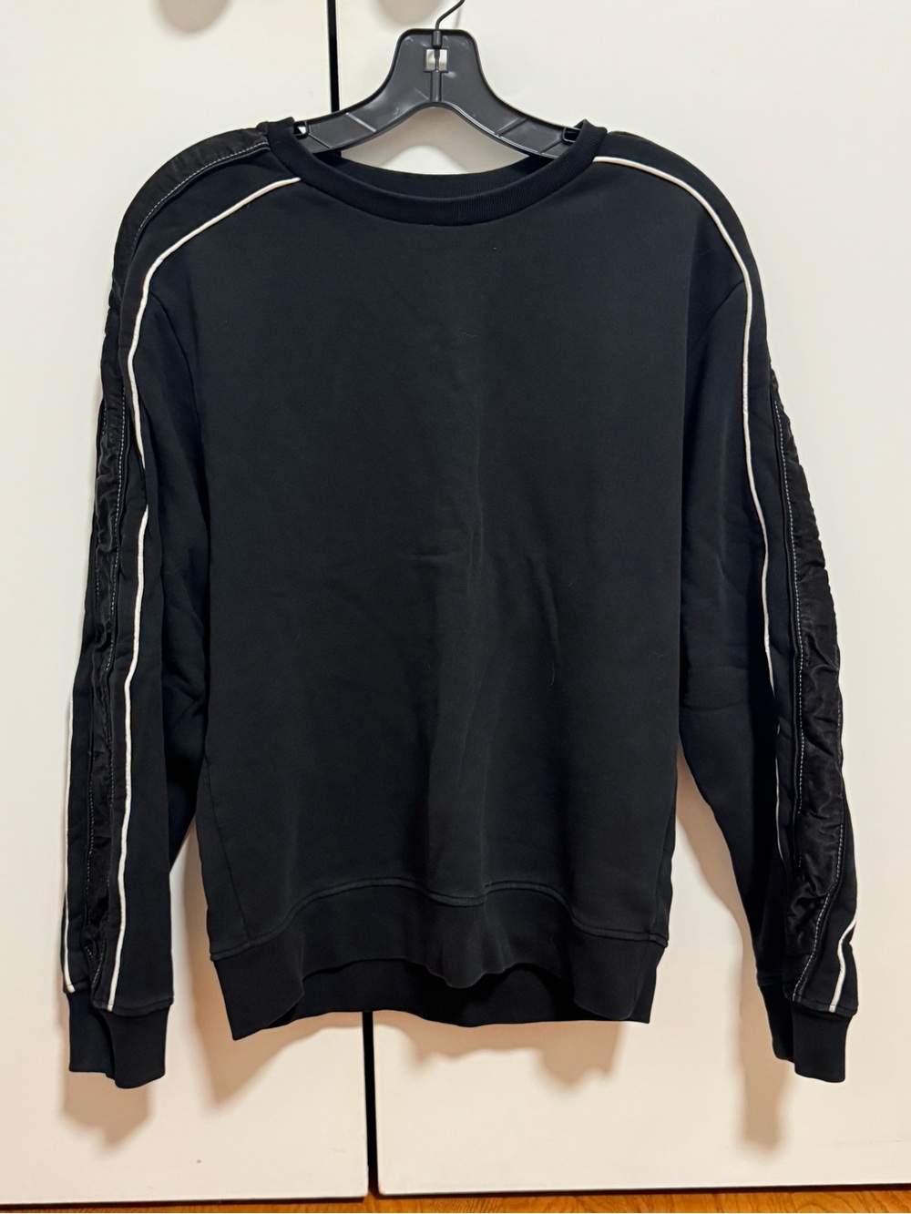 Phillip Lim Black Crewneck Sweatshirt with contrast piping